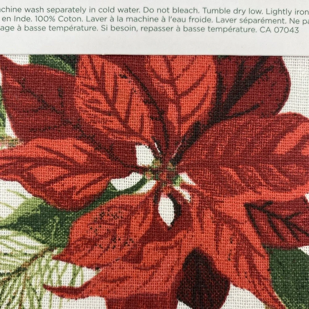 Rachel Ashwell Farmhouse Tablecloth 8-Napkin Set 60x102 Christmas Poinsettia